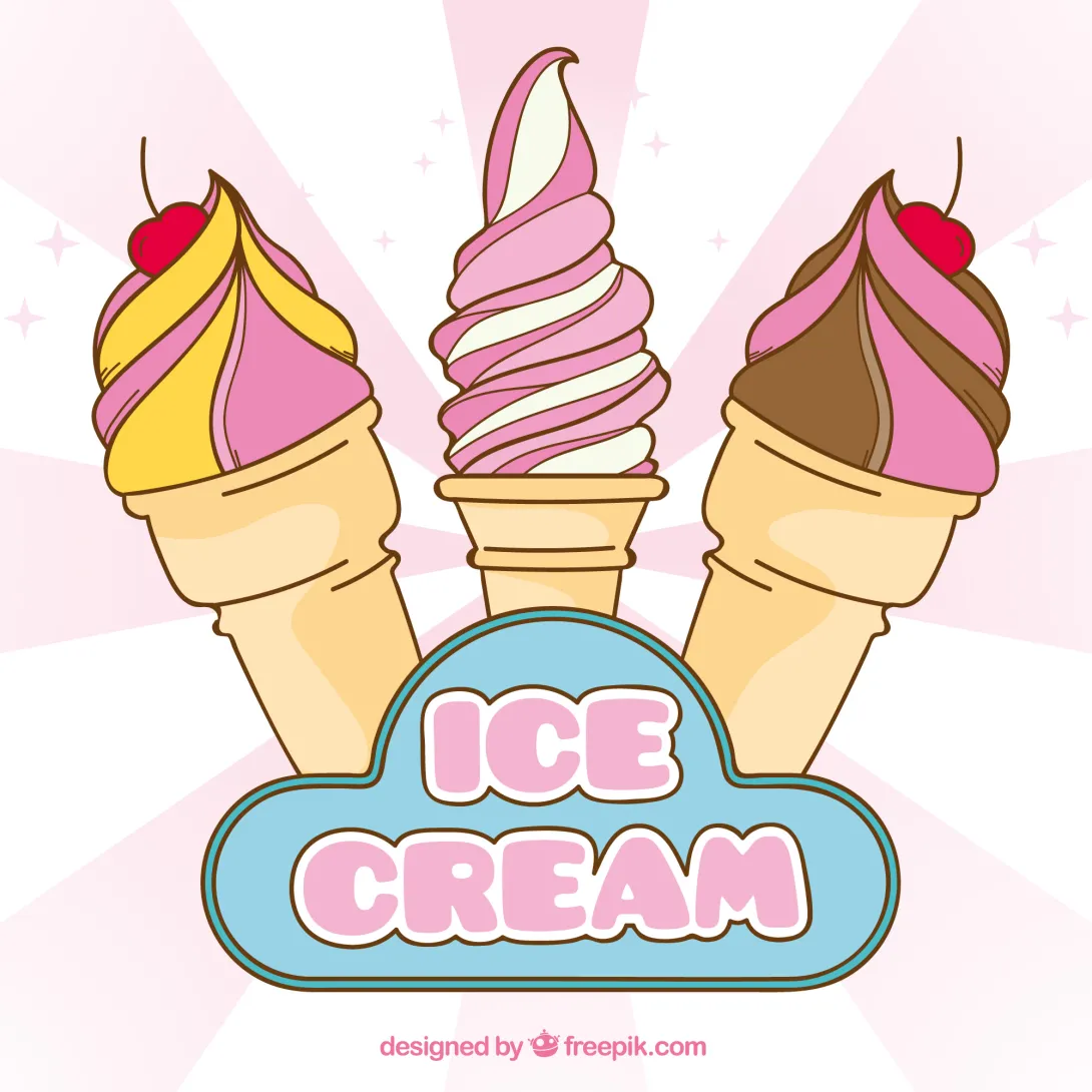 3 tölcsér lágyfagylalt különböző ízekben